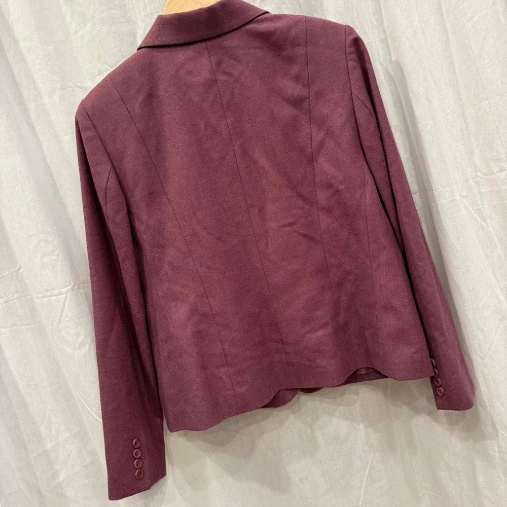 Pendleton Women's 14 Blazer Jacket‎ Burgundy Orchid Wool Classic Career Office